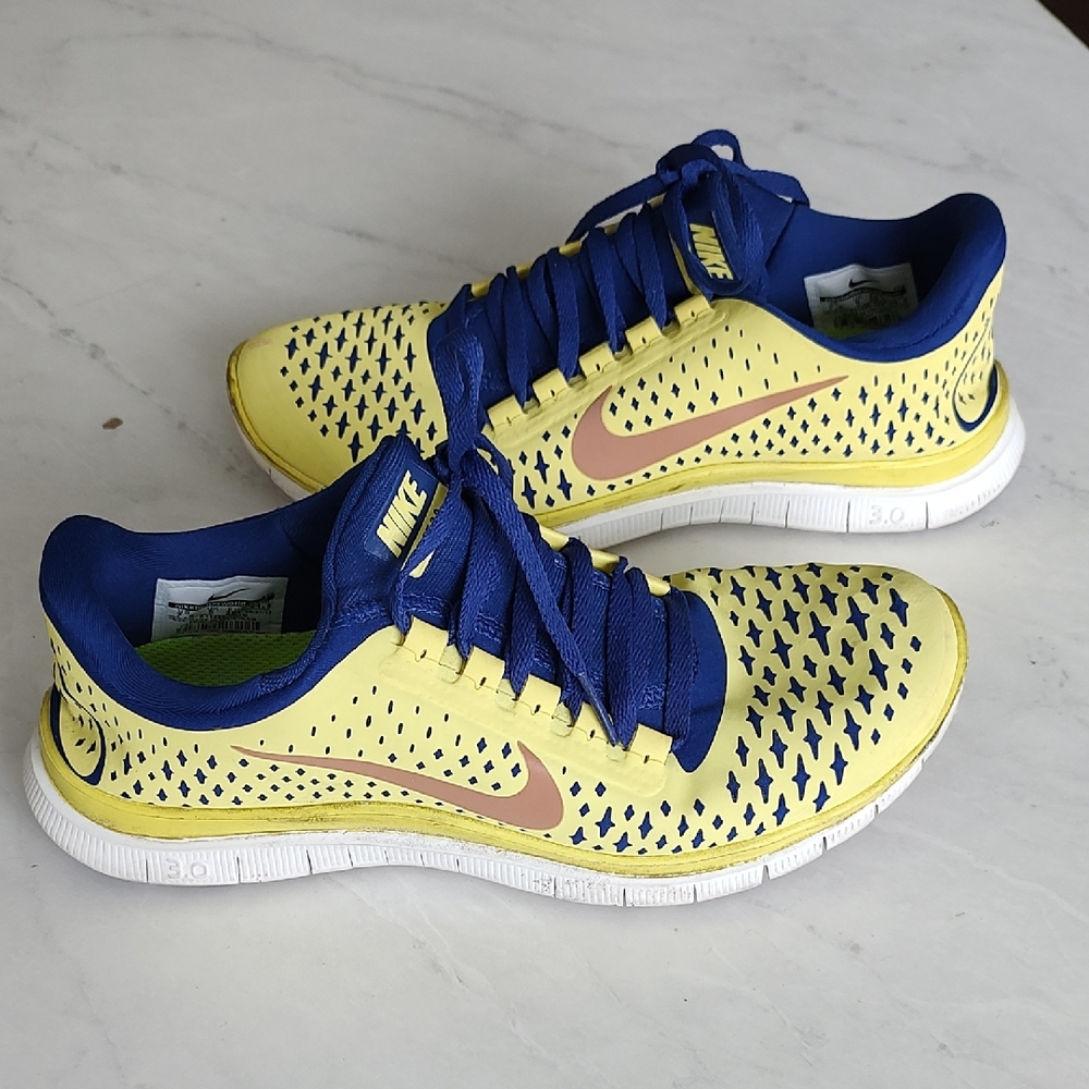 Nike Free 3.0 Yellow & Blue Athletic Sneakers Sz 7.5
